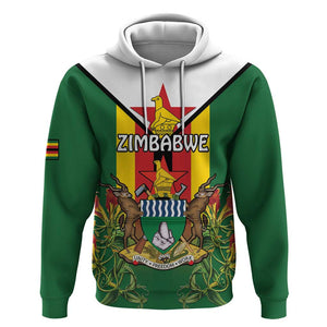 Personalised Zimbabwe Independence Day Hoodie Coat Of Arms Fire Lilies