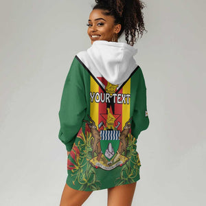Personalised Zimbabwe Independence Day Hoodie Dress Coat Of Arms Fire Lilies