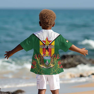 Personalised Zimbabwe Independence Day Kid Hawaiian Shirt Coat Of Arms Fire Lilies