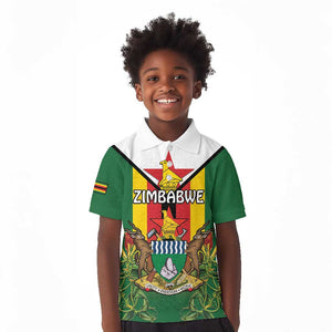 Personalised Zimbabwe Independence Day Kid Polo Shirt Coat Of Arms Fire Lilies