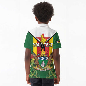 Personalised Zimbabwe Independence Day Kid Polo Shirt Coat Of Arms Fire Lilies