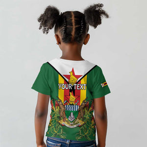 Personalised Zimbabwe Independence Day Kid T shirt Coat Of Arms Fire Lilies
