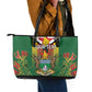 Personalised Zimbabwe Independence Day Leather Tote Bag Coat Of Arms Fire Lilies