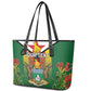 Personalised Zimbabwe Independence Day Leather Tote Bag Coat Of Arms Fire Lilies