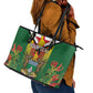 Personalised Zimbabwe Independence Day Leather Tote Bag Coat Of Arms Fire Lilies