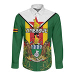 Personalised Zimbabwe Independence Day Long Sleeve Button Shirt Coat Of Arms Fire Lilies