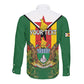 Personalised Zimbabwe Independence Day Long Sleeve Button Shirt Coat Of Arms Fire Lilies