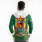 Personalised Zimbabwe Independence Day Long Sleeve Polo Shirt Coat Of Arms Fire Lilies