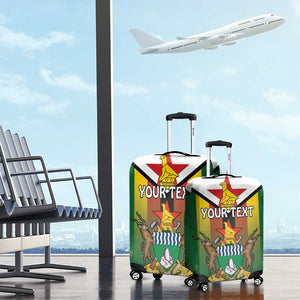Personalised Zimbabwe Independence Day Luggage Cover Coat Of Arms Fire Lilies