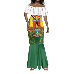 Personalised Zimbabwe Independence Day Mermaid Dress Coat Of Arms Fire Lilies