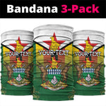 Personalised Zimbabwe Independence Day Neck Gaiter Coat Of Arms Fire Lilies LT15