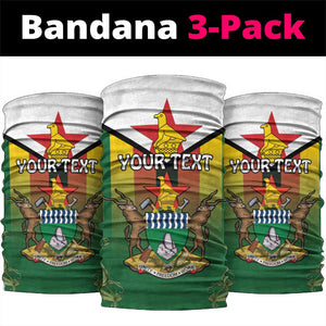 Personalised Zimbabwe Independence Day Neck Gaiter Coat Of Arms Fire Lilies LT15