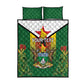 Personalised Zimbabwe Independence Day Quilt Bed Set Coat Of Arms Fire Lilies