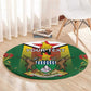 Personalised Zimbabwe Independence Day Round Carpet Coat Of Arms Fire Lilies