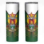 Personalised Zimbabwe Independence Day Skinny Tumbler Coat Of Arms Fire Lilies