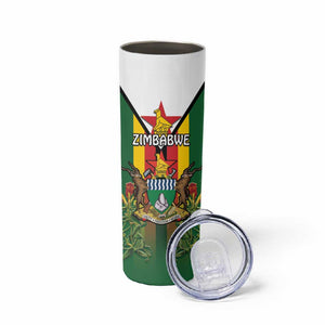 Personalised Zimbabwe Independence Day Skinny Tumbler Coat Of Arms Fire Lilies