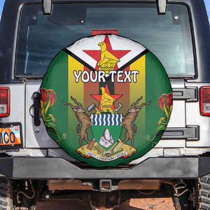 Personalised Zimbabwe Independence Day Spare Tire Cover Coat Of Arms Fire Lilies