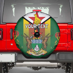 Personalised Zimbabwe Independence Day Spare Tire Cover Coat Of Arms Fire Lilies