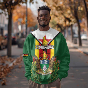 Personalised Zimbabwe Independence Day Sweatshirt Coat Of Arms Fire Lilies
