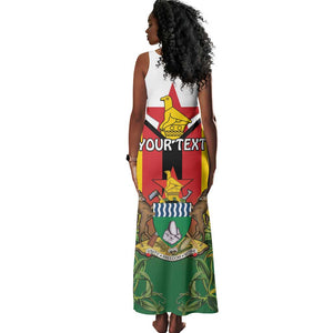 Personalised Zimbabwe Independence Day Tank Maxi Dress Coat Of Arms Fire Lilies