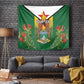 Personalised Zimbabwe Independence Day Tapestry Coat Of Arms Fire Lilies