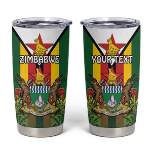 Personalised Zimbabwe Independence Day Tumbler Cup Coat Of Arms Fire Lilies