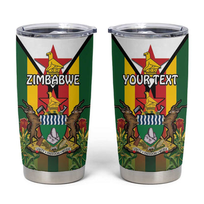 Personalised Zimbabwe Independence Day Tumbler Cup Coat Of Arms Fire Lilies