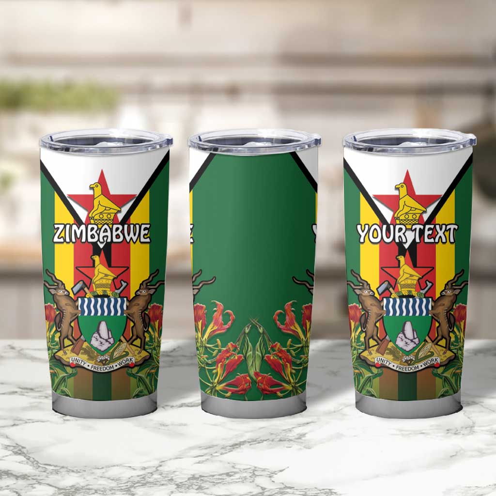 Personalised Zimbabwe Independence Day Tumbler Cup Coat Of Arms Fire Lilies