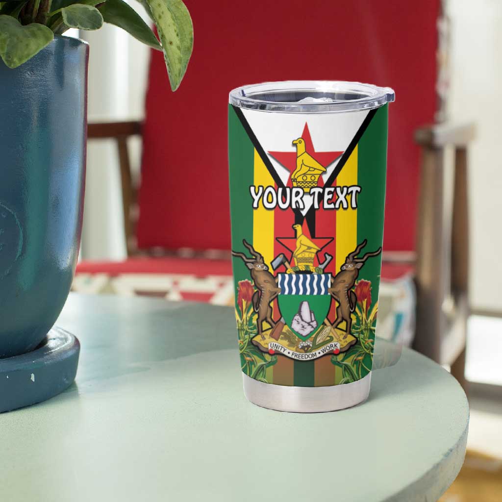 Personalised Zimbabwe Independence Day Tumbler Cup Coat Of Arms Fire Lilies