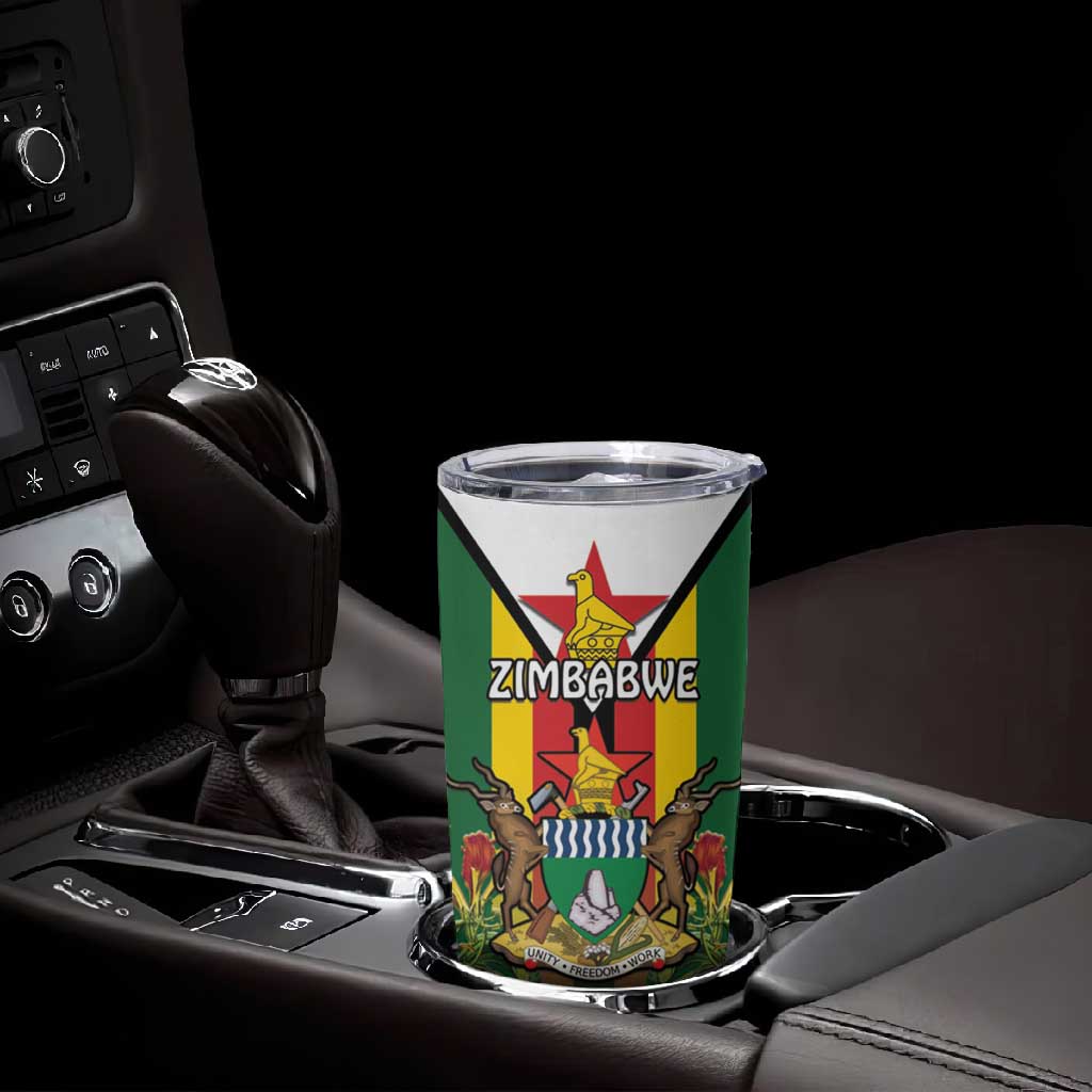 Personalised Zimbabwe Independence Day Tumbler Cup Coat Of Arms Fire Lilies