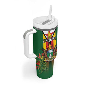 Personalised Zimbabwe Independence Day Tumbler With Handle Coat Of Arms Fire Lilies