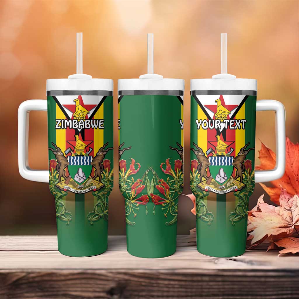 Personalised Zimbabwe Independence Day Tumbler With Handle Coat Of Arms Fire Lilies