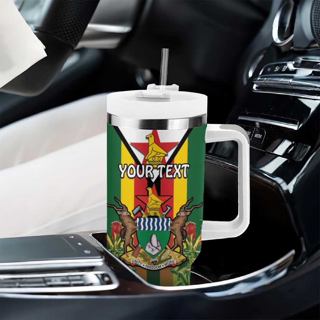 Personalised Zimbabwe Independence Day Tumbler With Handle Coat Of Arms Fire Lilies