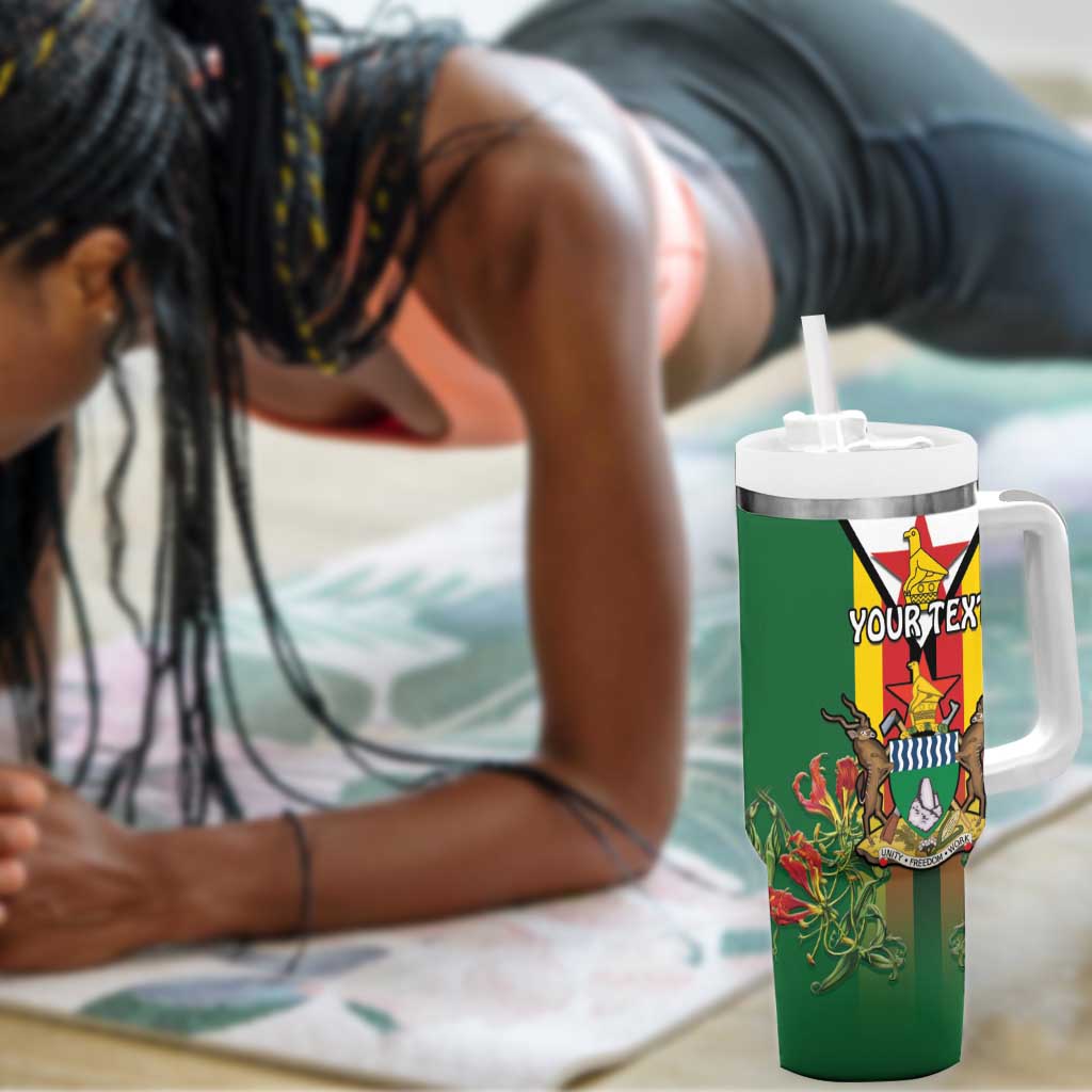 Personalised Zimbabwe Independence Day Tumbler With Handle Coat Of Arms Fire Lilies