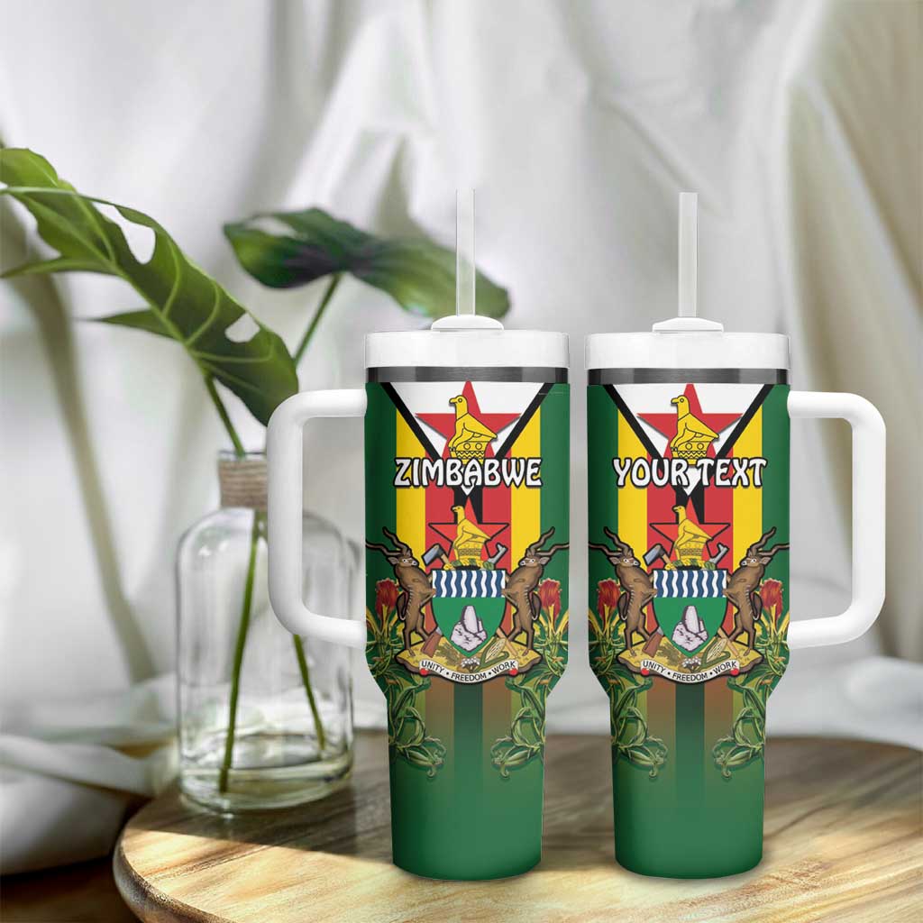 Personalised Zimbabwe Independence Day Tumbler With Handle Coat Of Arms Fire Lilies