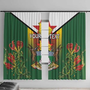 Personalised Zimbabwe Independence Day Window Curtain Coat Of Arms Fire Lilies