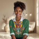 Personalised Zimbabwe Independence Day Women Casual Shirt Coat Of Arms Fire Lilies LT15