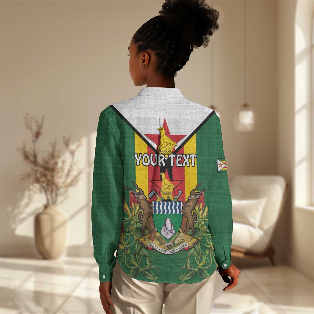 Personalised Zimbabwe Independence Day Women Casual Shirt Coat Of Arms Fire Lilies LT15