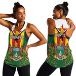 Personalised Zimbabwe Independence Day Women Racerback Tank Coat Of Arms Fire Lilies