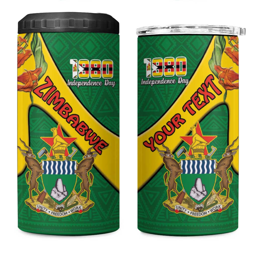 Personalised Proudly Zimbabwe 4 in 1 Can Cooler Tumbler Happy Independence Day