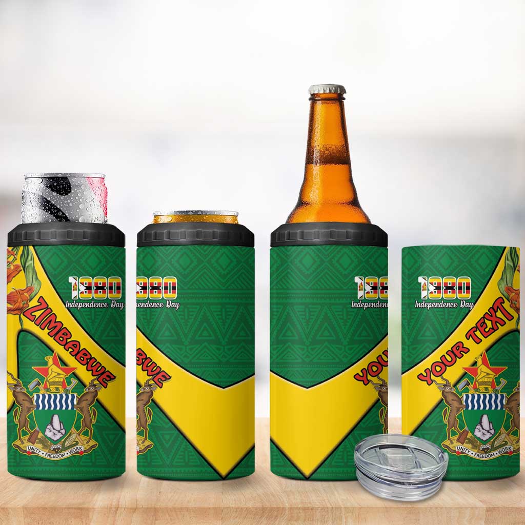 Personalised Proudly Zimbabwe 4 in 1 Can Cooler Tumbler Happy Independence Day