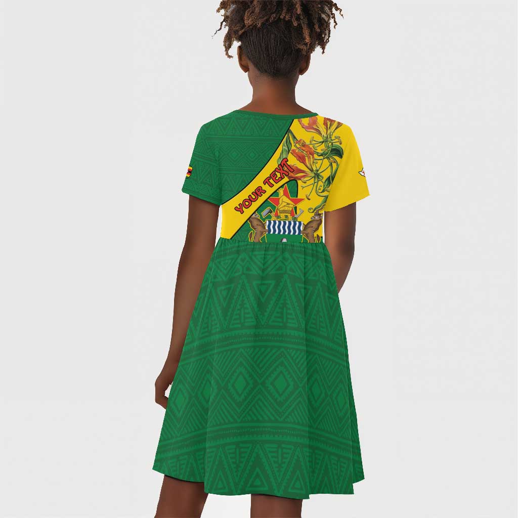 Personalised Proudly Zimbabwe Kid Short Sleeve Dress Happy Independence Day