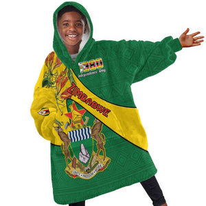 Personalised Proudly Zimbabwe Kid Wearable Blanket Hoodie Happy Independence Day