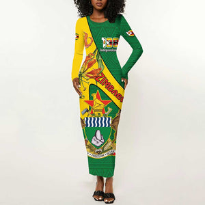 Personalised Proudly Zimbabwe Long Sleeve Bodycon Dress Happy Independence Day LT15