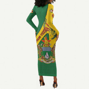 Personalised Proudly Zimbabwe Long Sleeve Bodycon Dress Happy Independence Day LT15