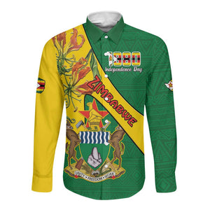 Personalised Proudly Zimbabwe Long Sleeve Button Shirt Happy Independence Day