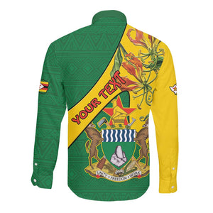 Personalised Proudly Zimbabwe Long Sleeve Button Shirt Happy Independence Day