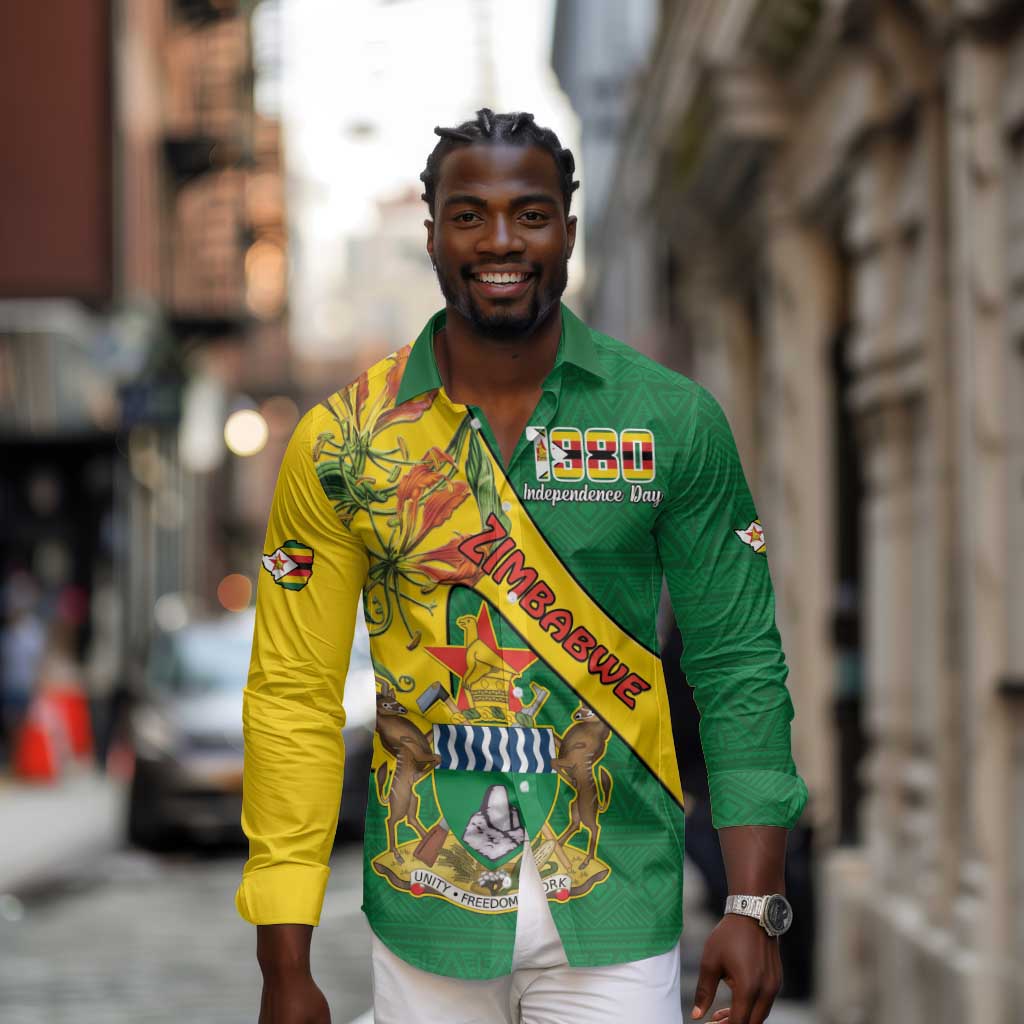 Personalised Proudly Zimbabwe Long Sleeve Button Shirt Happy Independence Day