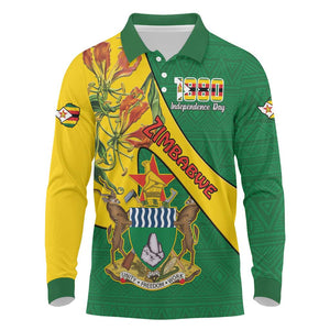 Personalised Proudly Zimbabwe Long Sleeve Polo Shirt Happy Independence Day