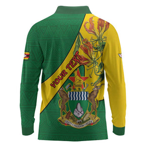Personalised Proudly Zimbabwe Long Sleeve Polo Shirt Happy Independence Day